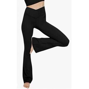 TOPYOGAS Women's Casual Bootleg Yoga Pants V Crossover High Waisted Leggings